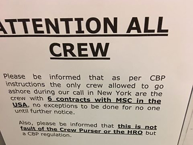 attention announcement on cruise ship